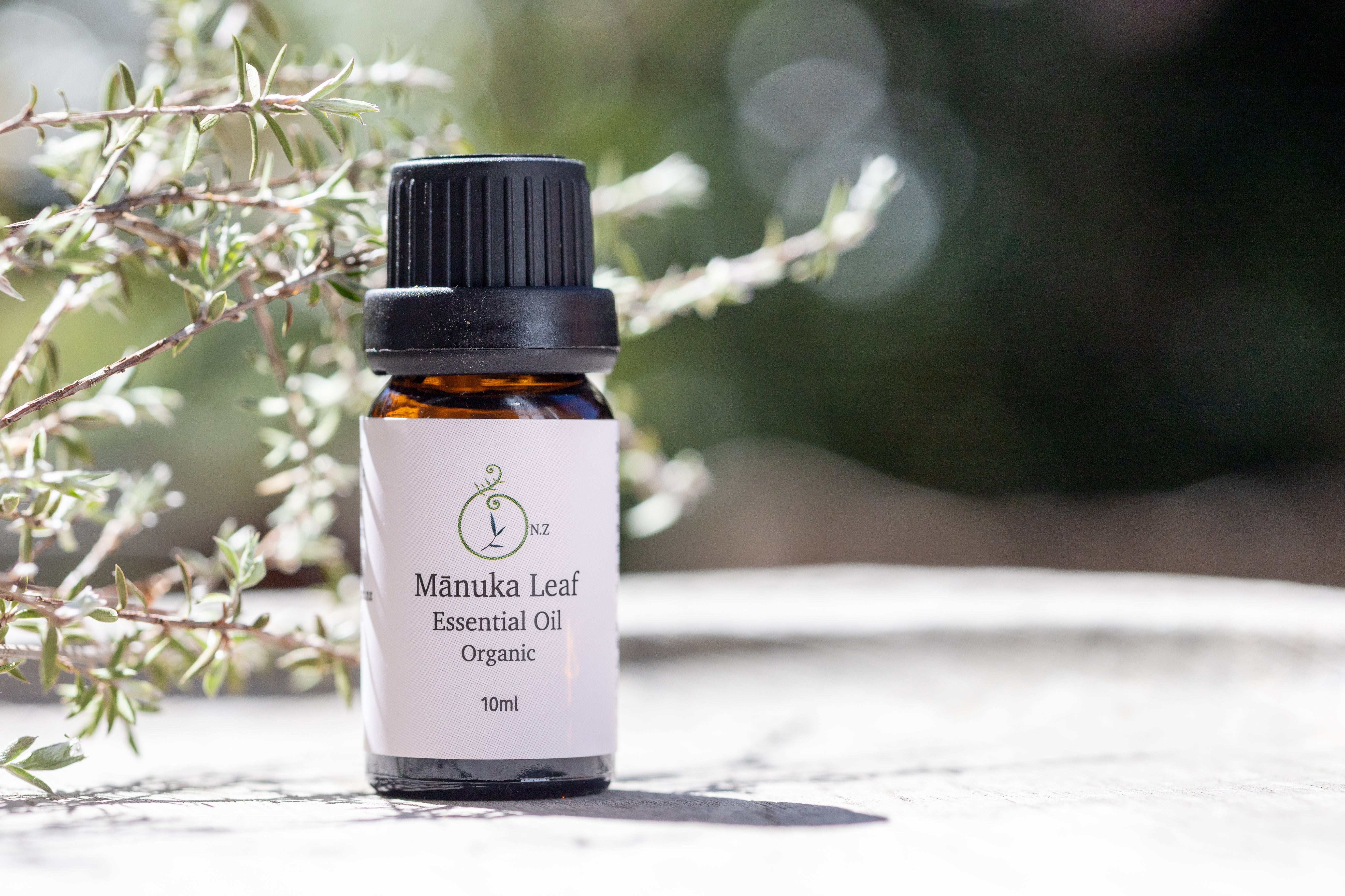 Organic sweet smelling Manuka Leaf oil from New Zealand in a 10ml pottle