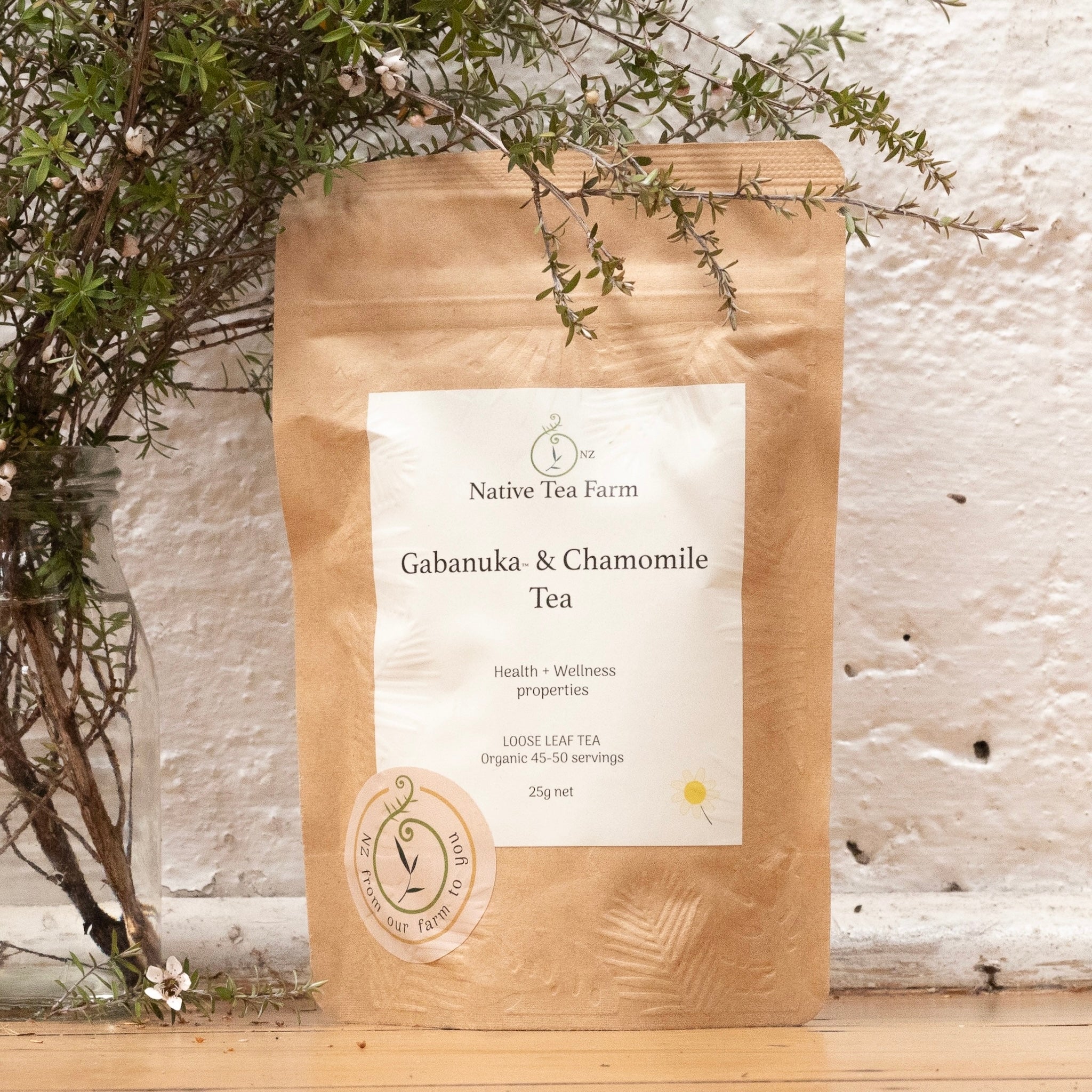 gaba rich tea Manuka leaf and chamomile in a bag 25 grams. from New Zealand