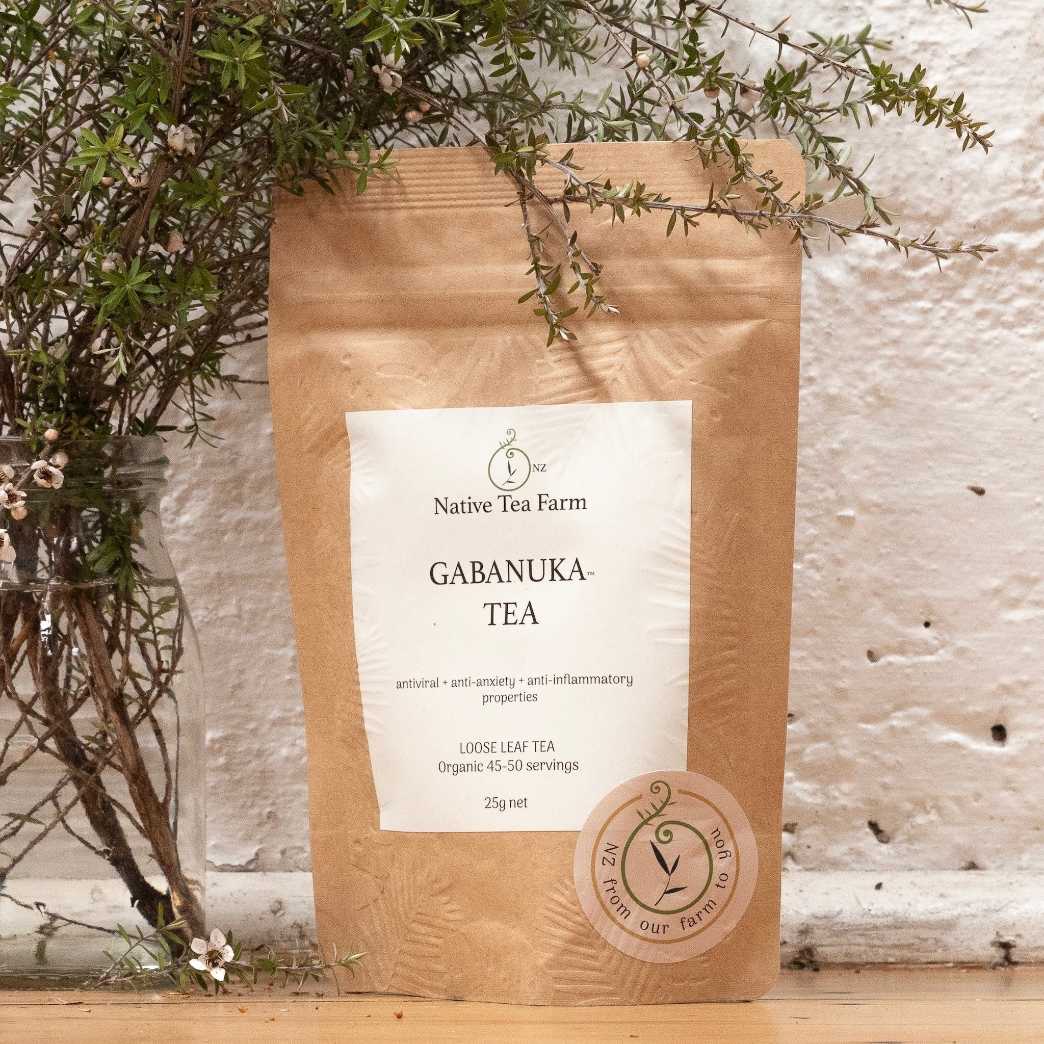 gaba rich manuka leaf tea in 25gm bag from New Zealand 